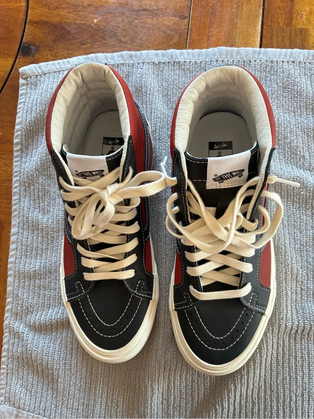 Vans High-Top Sneakers in Burgundy and Black with Cream Sole